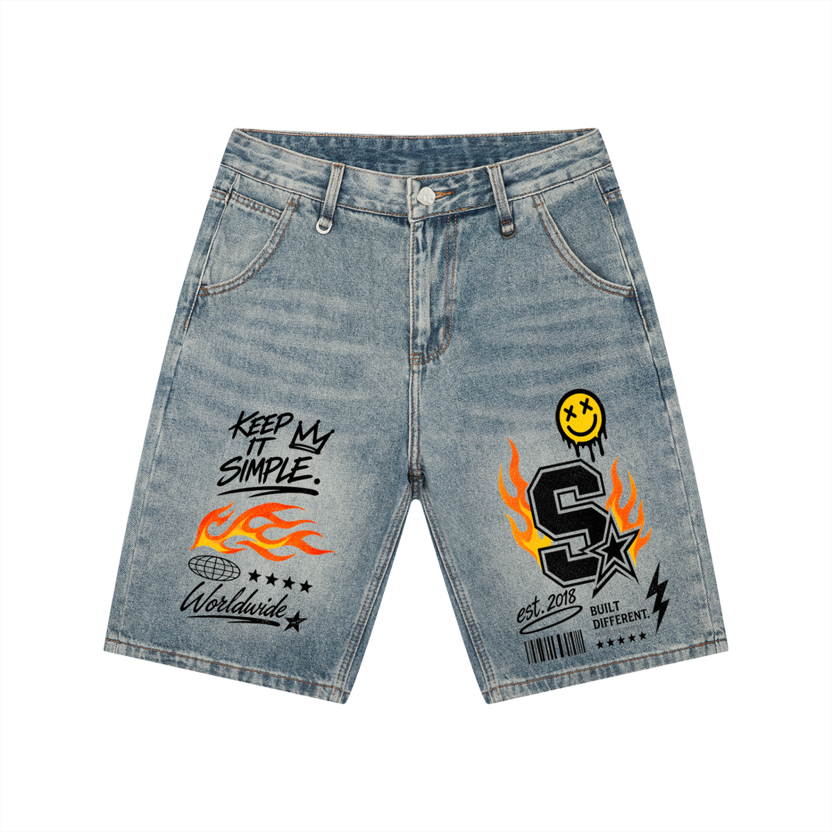 Men's Vintage Wash Denim Shorts